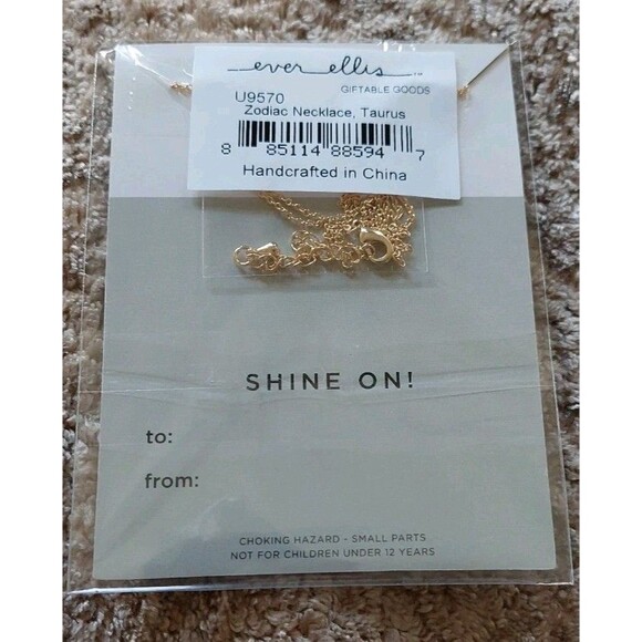 Taurus Zodiac Bar Necklace 18K Gold Plated Ever Ellis 16" April 20 - May 20 - Picture 2 of 2